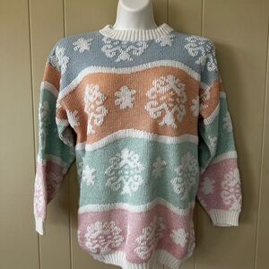 Vintage 90s Jolie Pastel Floral Women's Sweater